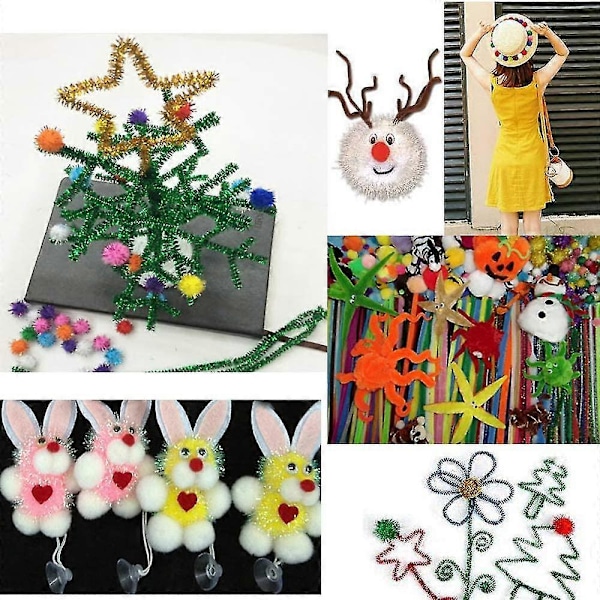 Glitter Piberensere, 400 Styk Metal Julepynt Chenille Piberensere til Kreativ DIY Håndværk, Kunst, Bryllup, Hjem, Fest, Julepynt