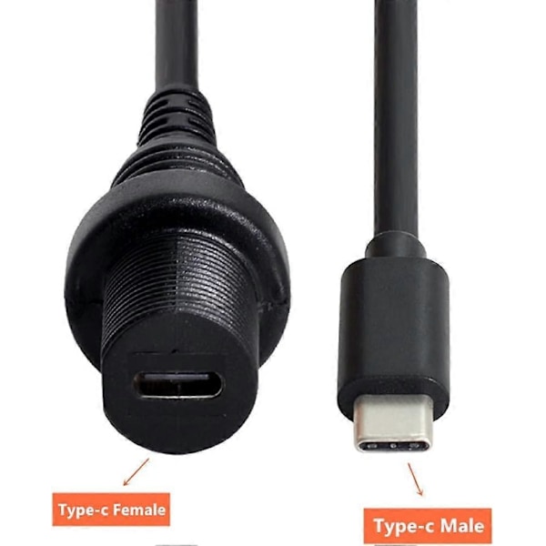 Vattentät USB C-kabel, USB 3.1 Typ C Hane till Hona, Dataförlängningskabel[HK]