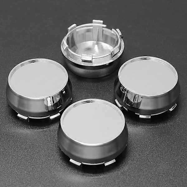 4kpl/erä Korkea 60mm Kromi Muovi Tasainen Pinta Auton Pyörän Keskikupit Pölysuoja Auton Vanteen Rengas Keskikuppi [HK] Black