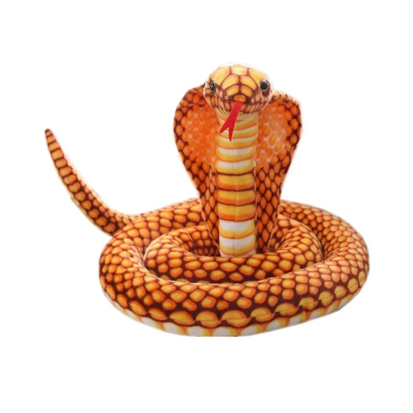 2,4 m Cobra-pehmotäytetty eläinkäärme Kobra-käärme pehmolelu Suuri kuningaskobra-täytetty eläinkäärme[HK] Yellow