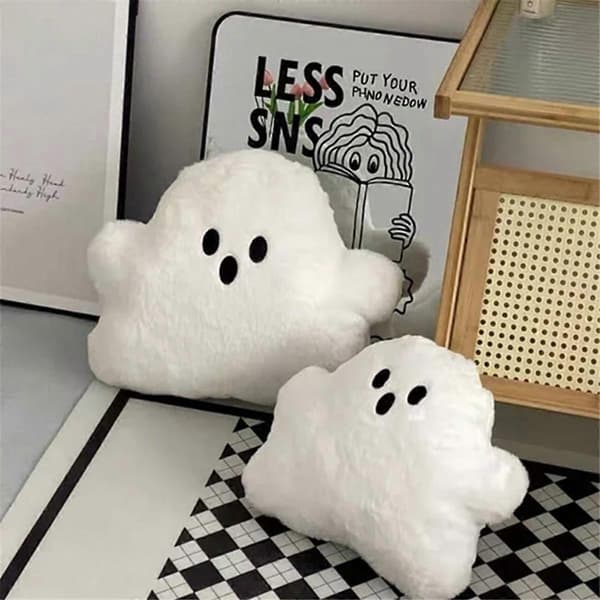 Mjuk söt vit molnspöke docka Halloween kudde barn present docka hem sovrum stol dekoration