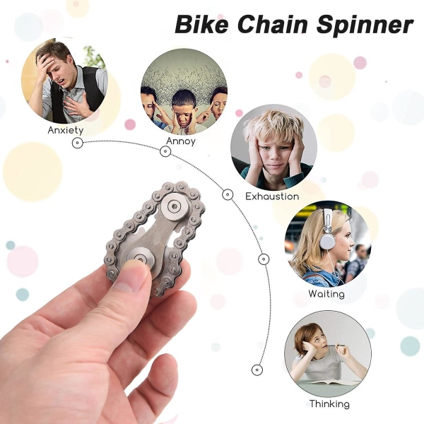 Bike Chain Gear Fidget Spinner Metal Spinner - Ruostumattomasta teräksestä valmistettu uutuuslelu stress relief ja käsien vahvistamiseen[HK] multicolor