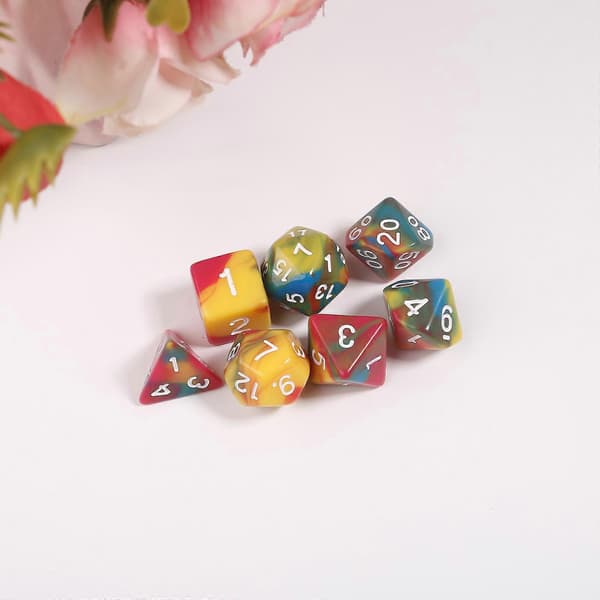 DND-terningsæt 7 terninger polyhedrale terninger til rollespil terningespil som Dungeons-and-Dragons-Akryl-Polyhedrale terninger sæt flerfarvet[HK] 1
