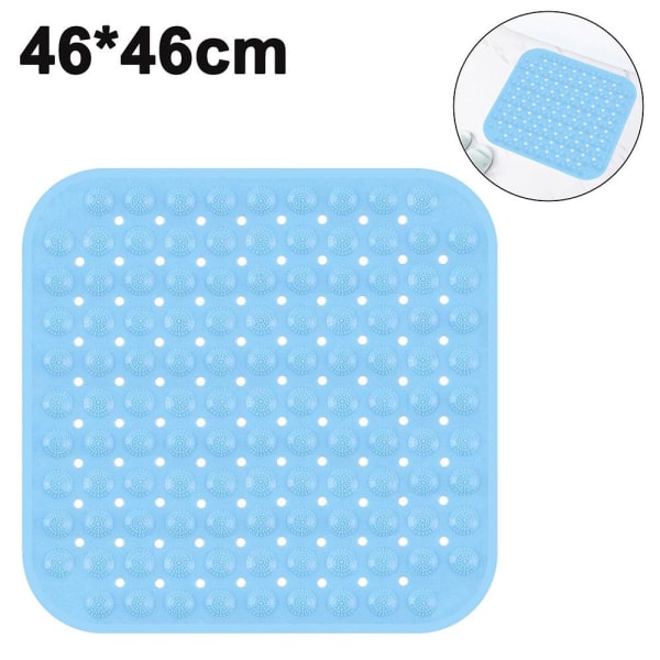 HK  Suihkumatto, 46*46cm Liukumaton Suihkualusta Antibakteerinen Kylpymatto, Suihkun Liukumaton Matto Imucupeilla, Konepestävä Ammematto Blue