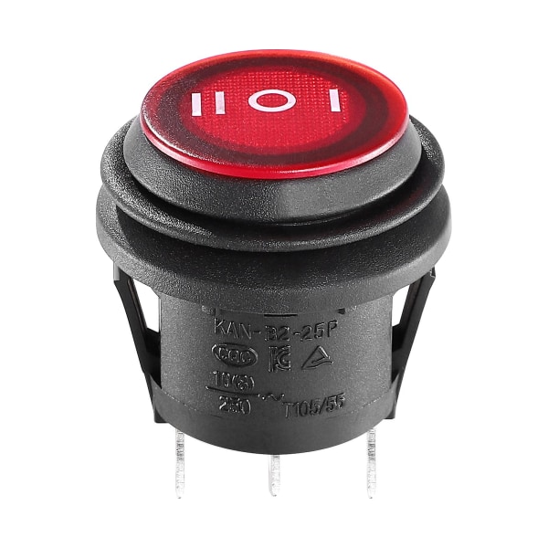 1 stk Vandtæt Knapswitch Bådswitch Bilswitch Hjemmeapparat Switch 3 Positioner Vippekontakt [HkkK] Black