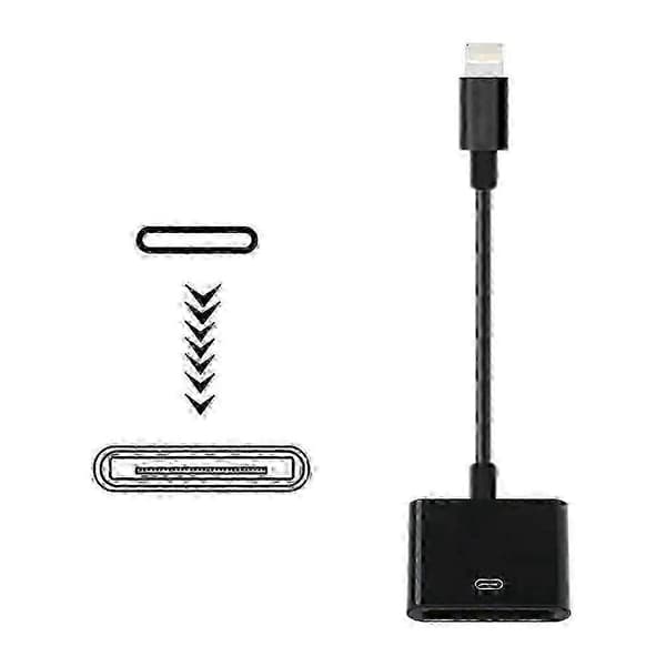 Lightning Turn 30Pin -sovitin kaapelin synkronointimuuntimella, lataustuki iPhone 13/13PM/12PM/11 PM/XS/8P/iPad[HK] Black