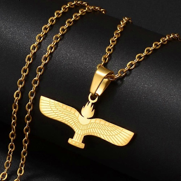 Anniyo aramealaiset aramealainen lippu aramealainen riipus kaulakorut miehille naisille korut ruostumattomasta teräksestä #318101[HK] 60cm or 23.6 Inches Gold Color