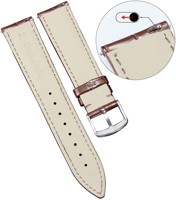 Læderarmbåndsurrem Vandafvisende Brun 24mm[HK]