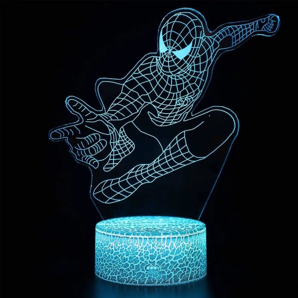 2024 Anime Character SpiderMan-lampa 3D LED-lampor Barn sovrumslampa LED-leksak Modell Dekoration Barngåva[HkkK] Blue 16 color with remote