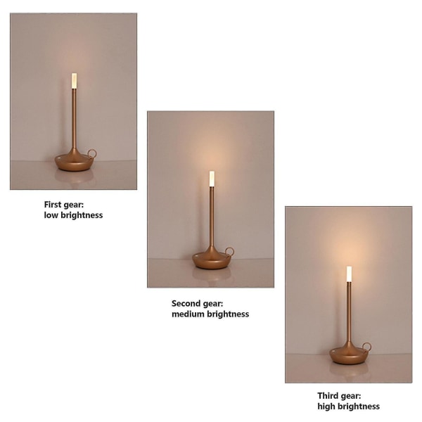 Bordlampe for soverom, oppladbar trådløs berøringslampe, campinglys, kreativ lampe, oppladbar USB-C-skrivebordslampe [hk] Brown