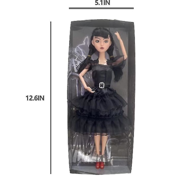 Keskiviikko Addams Dolls -pehmolelut, liikkuvat keskiviikko Adams Dolls lapsille[HK] Black Sari Dress