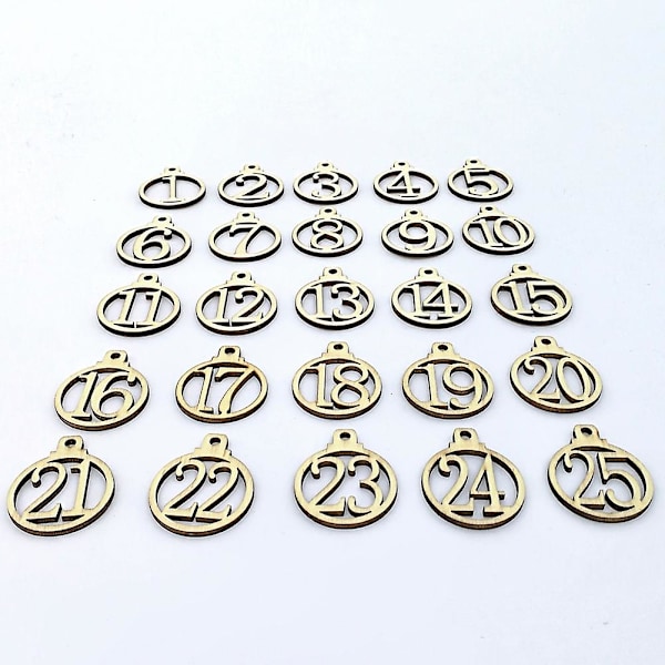 MengXi 1-25 Vintage Træ Julekalender Nedtælling Adventskalender Nummer DIY Gavemærker[HK]