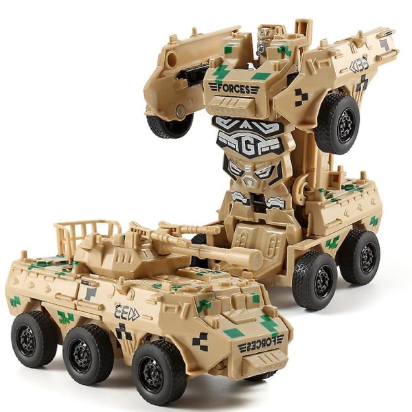 Pojat Transformer Lelut Tankki Ajoneuvo Muuntajat Lapset Robot Lapset Syntymäpäivälahja[HK] Desert yellow Armored Car
