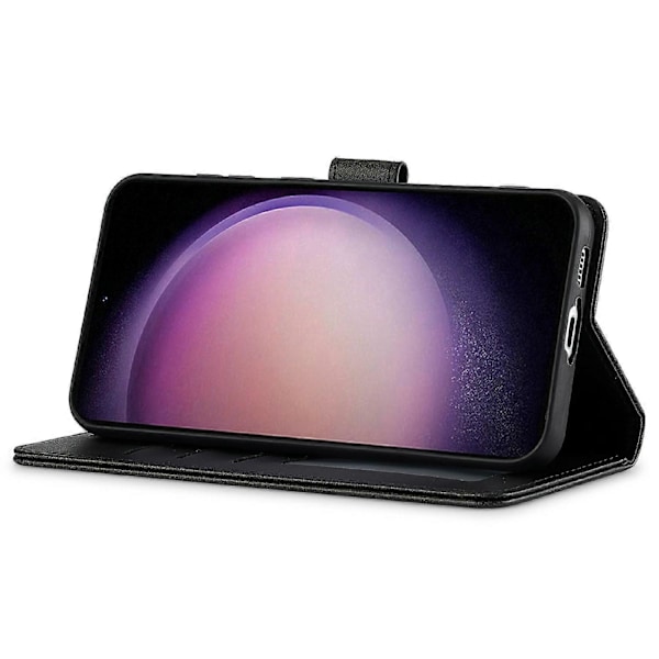 LC.IMEEKE Fodral till Samsung Galaxy S25 Kalvtextur PU Läder Ställ Plånbok Mobilskal - Grå[HK] Black Multicolor