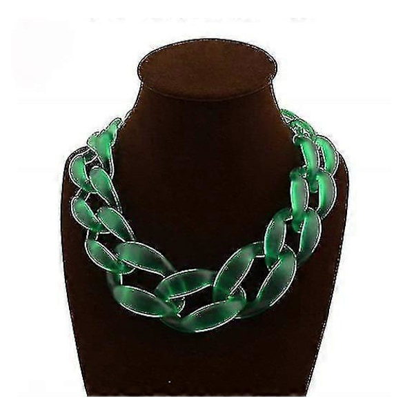 Vintage Resin Lackingone Akryl Krage Chunky Choker Statement Bib Kedja Halsband Hängen green