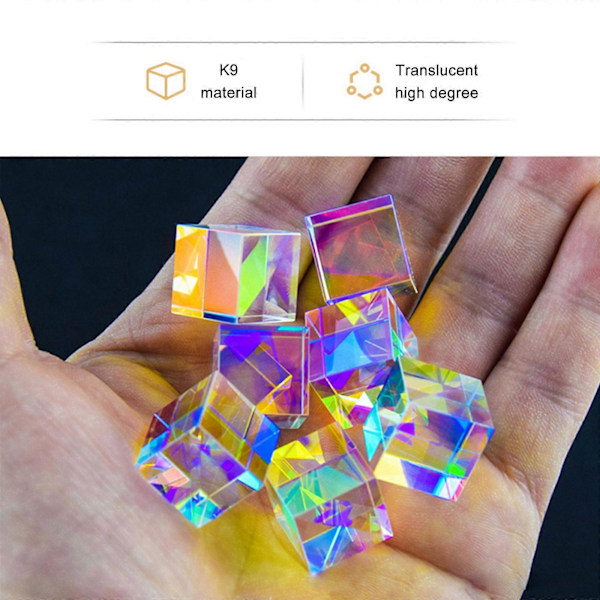 Ny Opgradering Farve Cube 7*7MM Krystalglas Cube Prisme, Flerfarvede Legetøj og Skrivebordsindretning, Fantastisk Fysiklegetøj [HK] M