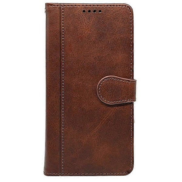 Samsung Galaxy A56 5G Kotelo Vasikan Nahka Pintainen Nahkainen Jalustallinen Kirjatyylinen Puhelinkotelo [HK] Brown