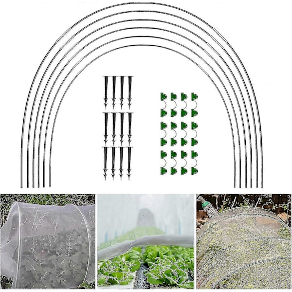 Trädgårdsbågar för Nät, Trädgårdsbågar Växthusram, Växthusram Trädgårdsbågar, DIY Växthusbåge Kit, Polytunnel Stödfram[HK] 18pcs (6 Pieces)