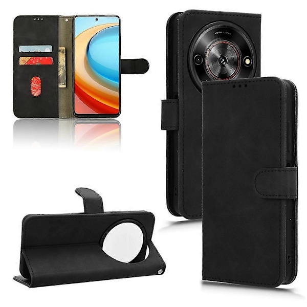 ZTE Blade A75 5G Nahkakotelo, ihonmyötäinen, pudotussuojaava lompakkokotelo - Vihreä[HK] Black Multicolor