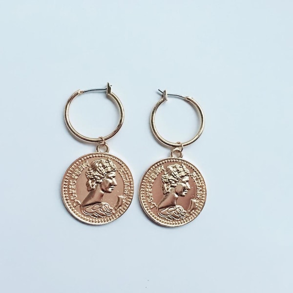 Gorgeous Chandelier Portrait Coins Drop Earrings Hoop Earrings For Girlfriend