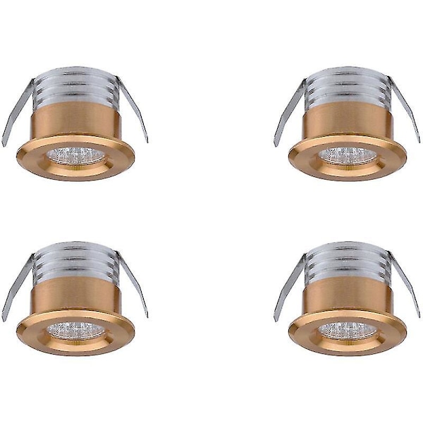 Set med 4 Mini Inbyggda LED-Spots, 3 W, Varmvit Guld[HK]