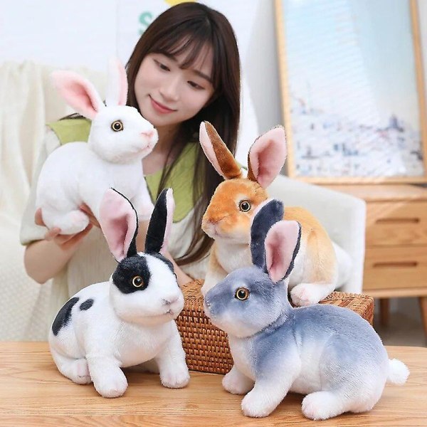 Livaktig kanin plysj utstoppet dyr realistisk kanin plushie kaninleke gaver til barn kawaii dukke for barn julegaver[HK] sitting yellow 24cm