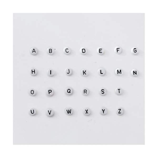1200 stk A-z hvid flad rund sort bogstav engelsk alfabet Akrylperlesæt gør-det-selv-smykkearmbånd([HK])