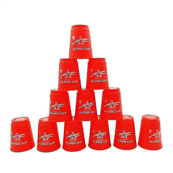 Speed Stacks | Officiellt Sport Stacking Set - 12 Koppar För Snabbhetsträning Resespel Festspel[HK] Red A