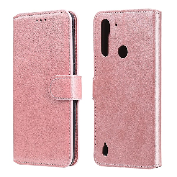 Kalveskinds tekstur læder cover til Motorola Moto G8 Power Lite[HK] Rose Gold