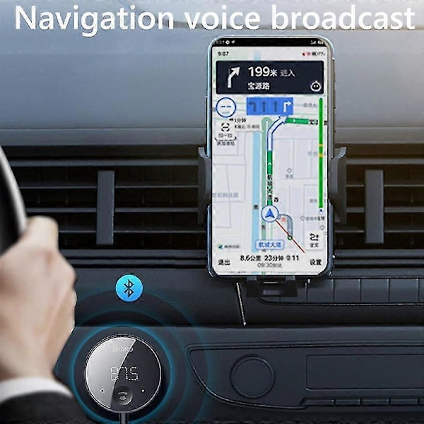 Bluetooth 5.0 Auton FM Lähetin LED-näytöllä Bluetooth-sovitin Langaton Äänenvastaanotin TF-kortti Musiikki Auton MP3-soitin [HK]