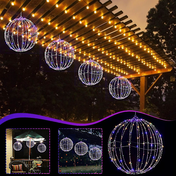 Julelys LED Kuglelys, Vandafvisende Lysende Julekugler Til Udendørs Indendørs Fest Have Træ Have Dekorationer   M