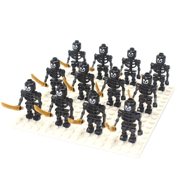 12 stk. Skeletkriger Korps Byggeklodser Model Legetøj Samling Forbrugsvarer Sort[HK]