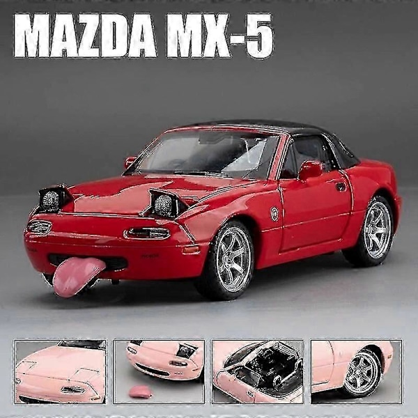 1/32 Mazda Mx-5 Miniatyr Støpt Mx5 Roadster Leketøy Bil Modell Lyd & Lys Dører Kan Åpnes Samleobjekt Gave Til Barn Gutt Barn[HK] Red