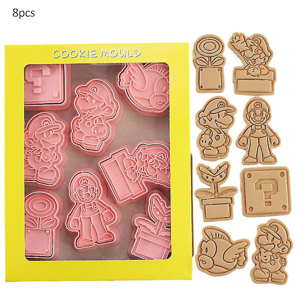 8-pak Super Mario Bro. Kageforme - Seje Spil Kageforme - Fondant Bage DIY Dessert Form Værktøj [HkkK]