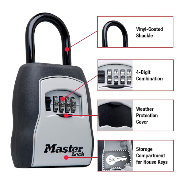 Master Lock Låseboks, 5 Nøglekapacitet, Sort[HkkK]