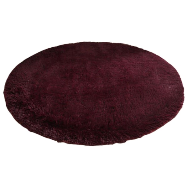 HK  Soverom Luksuriøs Rund Fluffy Teppe Super Myk Slitasjebestandig Sklisikker Design Sirkel Teppe Gulvteppe Wine Red 60cm