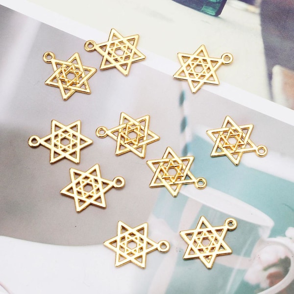 10pcs Hollow Hexagonal Star Resin Frame Pendant For Anniversary Jewelry Making