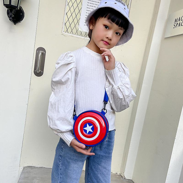 Kids Spiderman Captain America Superhelte Messenger Bag Skuldertaske Rund Taske Julegaver[HK] Sky Blue
