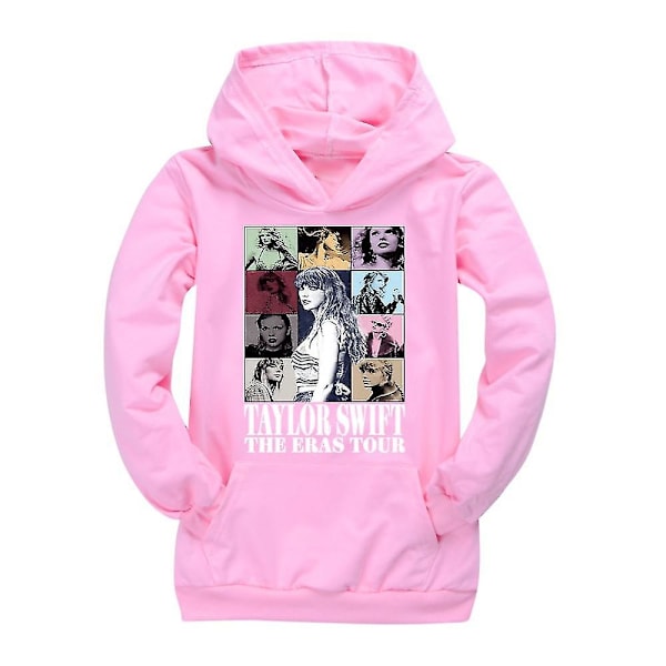 9-14 Taylor Kids Ages Swift The Eras Tour Hoodie Sweatshirt Trykt Lang Ermet Tilfeldig Løs Genser Genser Topper Barn Gutter Jenter[HK] pink 13-14 years old