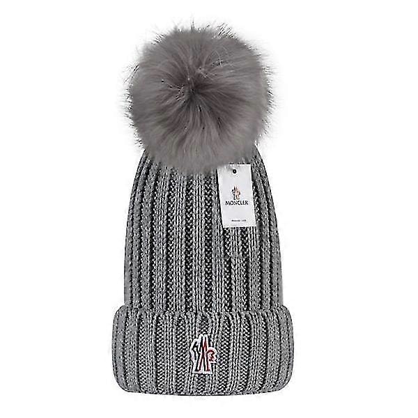 Den nya mångsidiga vintermössan i ull Varm ullmössa Stickad mössa i ullboll[HK] dark blue moncler Small label