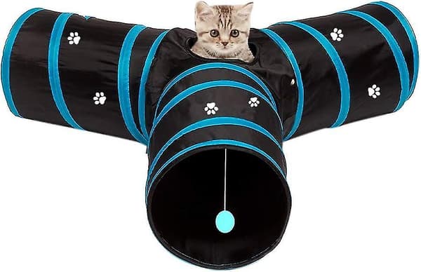 3-vejs Foldbar Tunnel Lys Polyester Kat Hund Kat Legetøj Indendørs Kat Legetøj Kat Hvalp[HK]