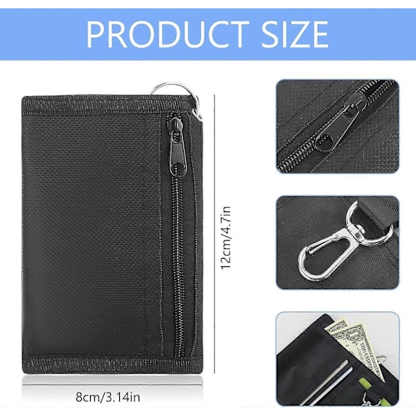 \"RFID Slim Plånbok för Barn Herrplånbok med RFID/NFC-blockering Slim Canvas Tri-fold Plånbok för Män för Pojkar, Barn, Män, Julklappar (Blac[HK]