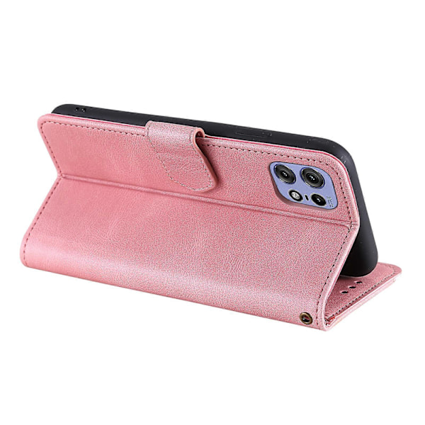 Motorola Edge 50 Pro 5G -kotelo, nahkainen suojakotelo [HK] Rose Gold