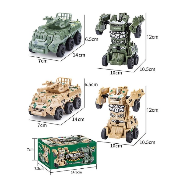 Pojat Transformer Lelut Tankki Ajoneuvo Muuntajat Lapset Robot Lapset Syntymäpäivälahja[HK] Green Armored Car