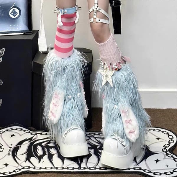 Långa stövlar Carnival Guard Pälsfoder Skydd Par JK Uniform Rosa[HK] Blue