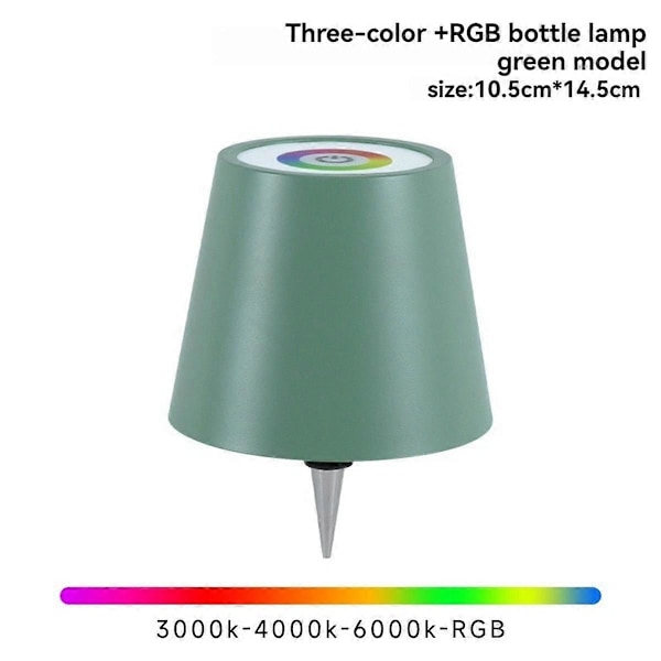 Trådløs Flaskelampe RGB-tilstande & 3 Farve Trinløs Dæmpning Flaskelampeskærm Genopladelige Flaskelys til Barer A[HK] Green
