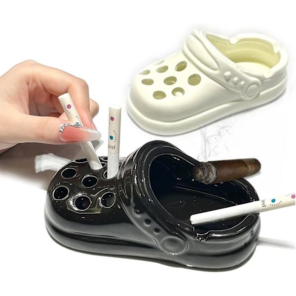 HK  Roliga Crocs Ashtray Prydnader-Crocs Keramik Ashtray Roliga Anti-Fly Ash Prydnader, 100% Ny White