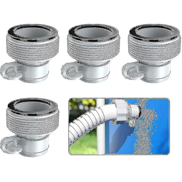 HK  Bassengadapter, sett med 4 pumpe adapter, slange adapter, slange adapter B for svømmebassengfiltreringssystemer (grå)