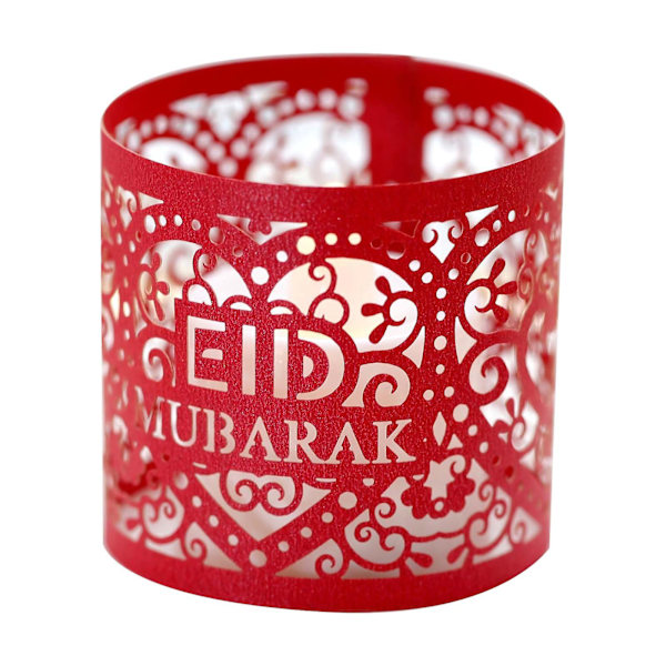 50kpl Ontto Elektroninen Kynttilänvarjostin Liekitön Tuikkukynttilä Votiivi Kääreet Sydän Eid Mubarak Koristeellinen Ramadan Lampunvarjostin Muslimijuhlakoriste[HK] Red