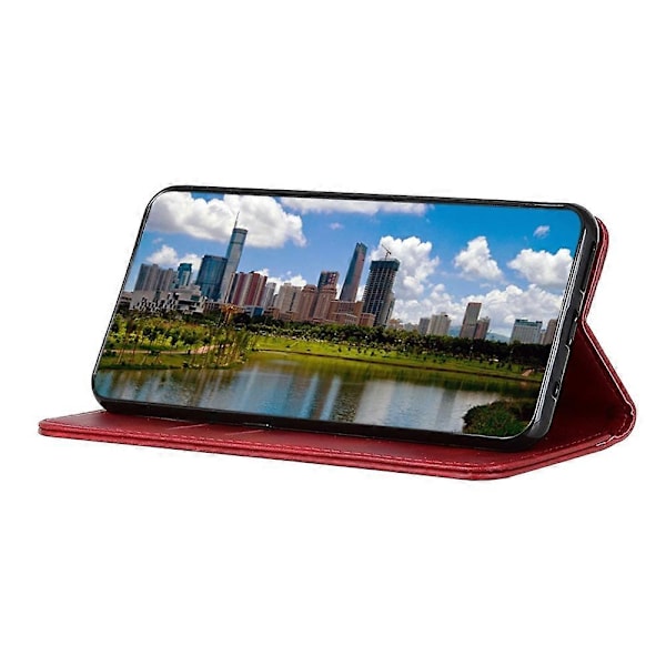 Til Motorola Edge 50 5G Etui Split Læder Flip Wallet Telefon Cover - Kaffe[HK] Multicolor Red